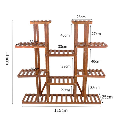 Multi-Tier Plant Stand Wood Flower Rack Holder 16 Potted Display