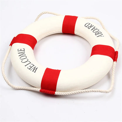 Nautical Style Welcome Red Blue Life Buoy