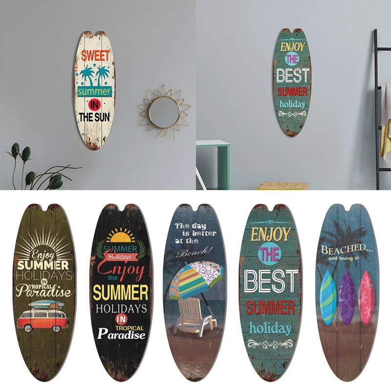 Wooden Surfboard Wall Sign