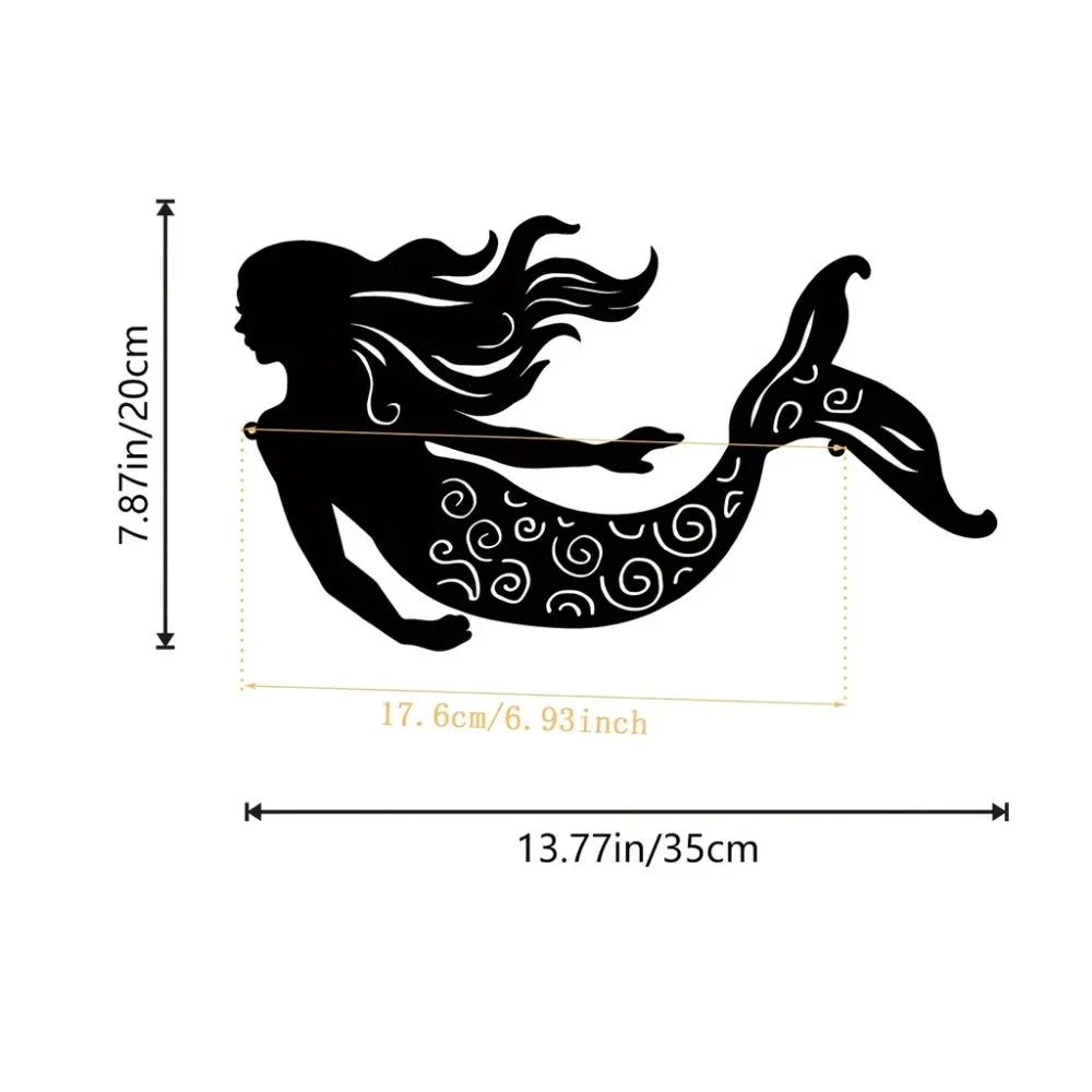 Elegant Rustic Mermaid Metal Wall Art