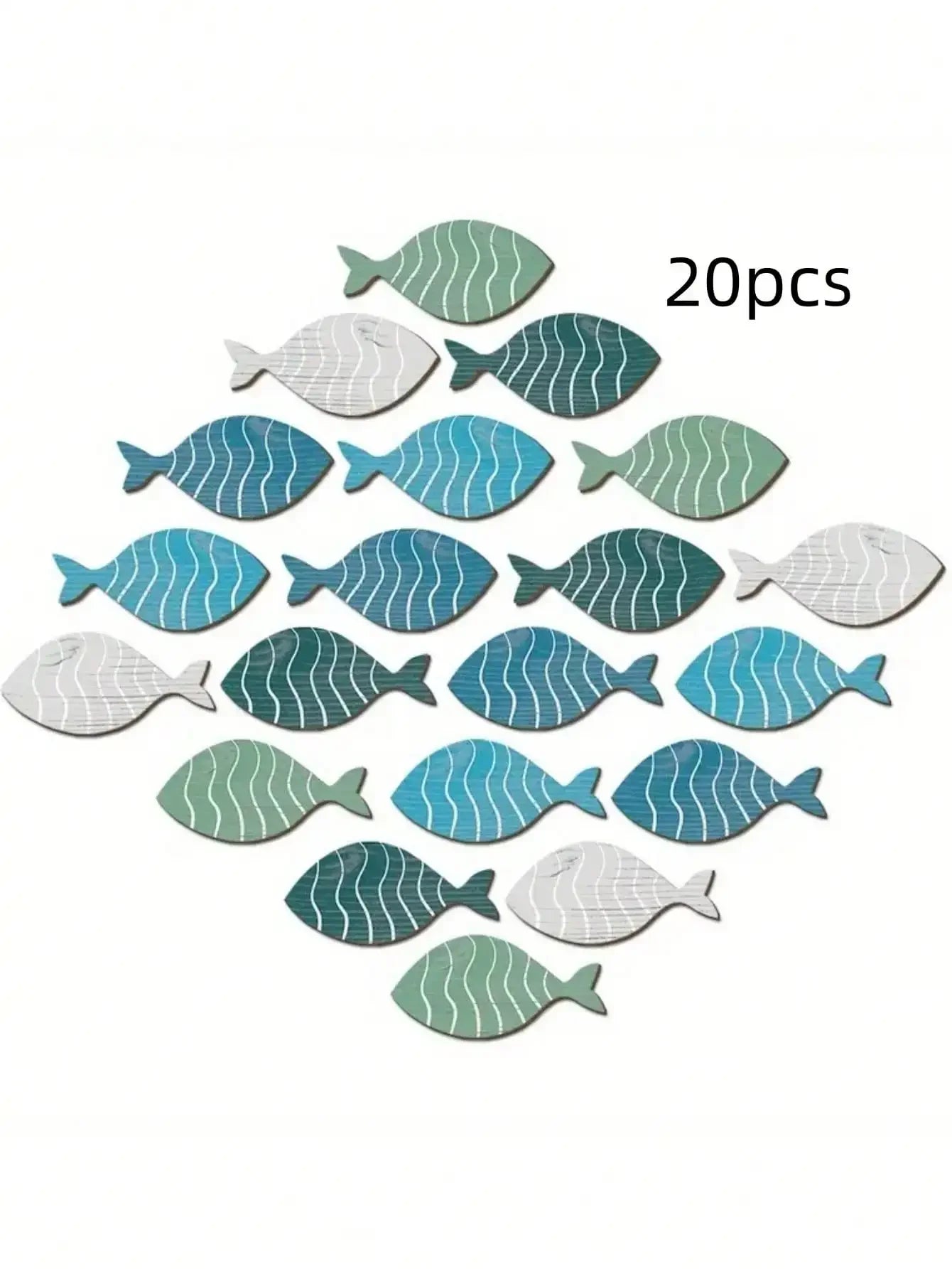 20pcs/set Wooden Fish Wall Decor