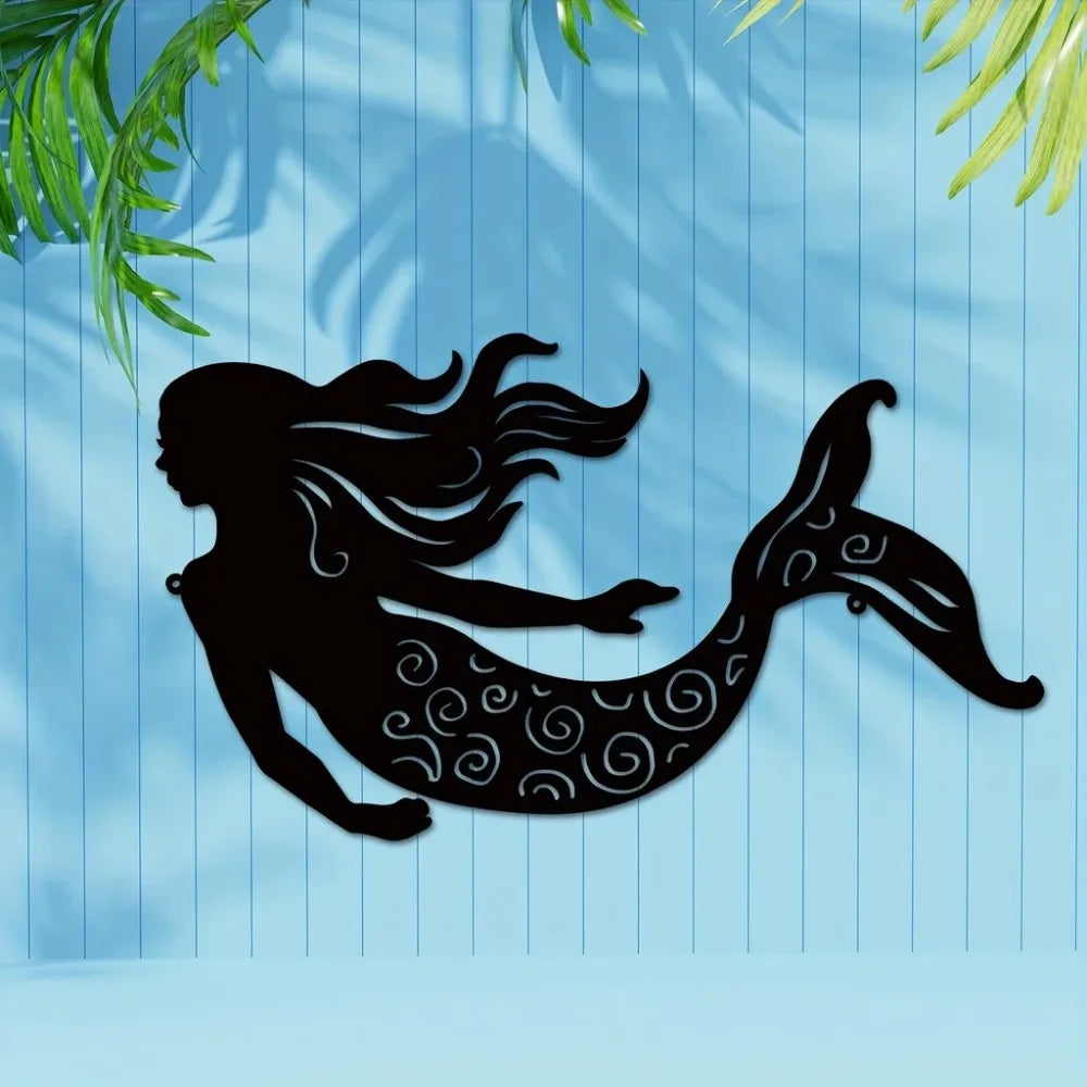 Elegant Rustic Mermaid Metal Wall Art