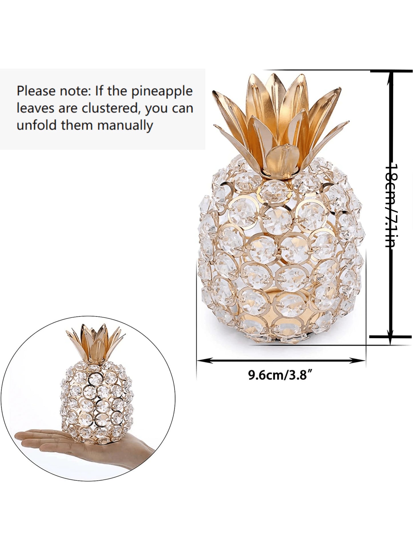 1pc Gold Crystal Pineapple Ornament