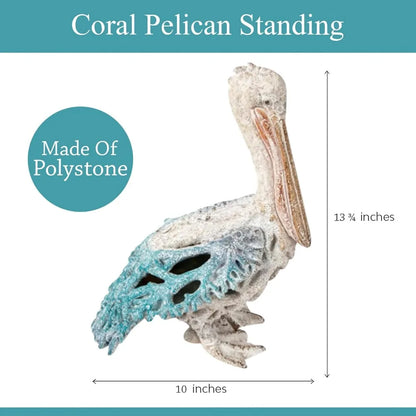 Elegant Coral Reef Pelican Statue