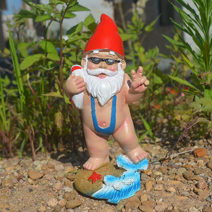 Charming Beach Surfing Dwarf Gnome