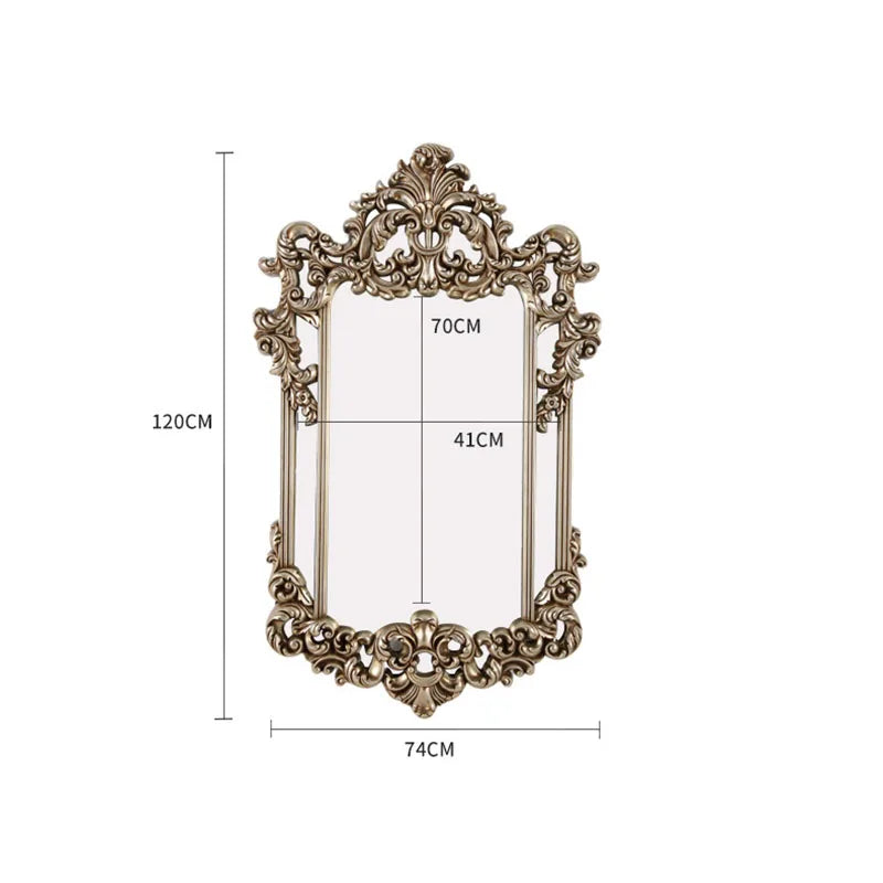 Carved wall mount makeup mirror 74x120cm, easy to install