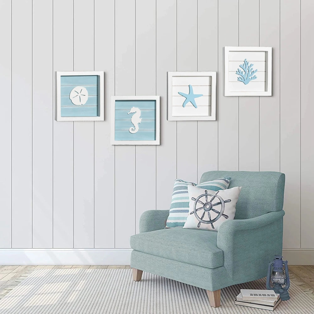 Wall Art with 3D Starfish & Seahorses