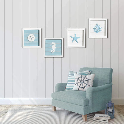 Wall Art with 3D Starfish & Seahorses