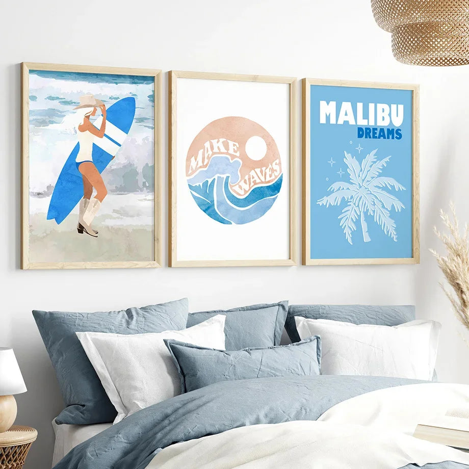 Coastal Girl Surfboard Canvas Prints