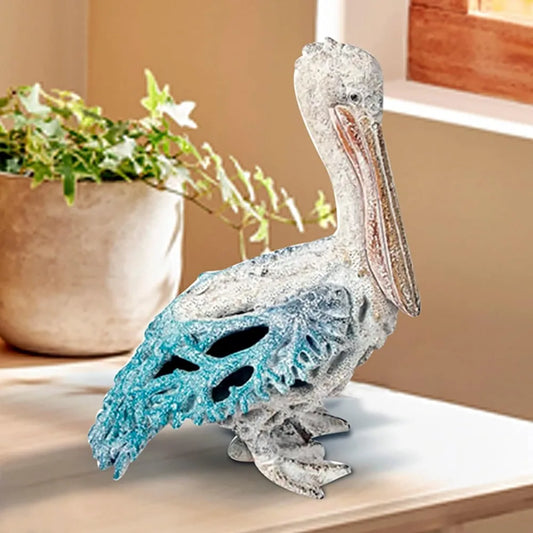 Elegant Coral Reef Pelican Statue