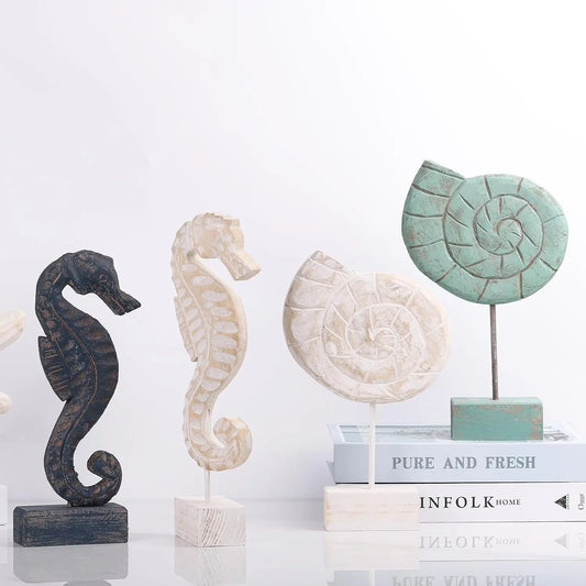 3-Piece Nautical Wood Sculptures