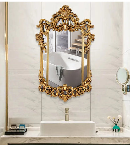 Carved wall mount makeup mirror 74x120cm, easy to install