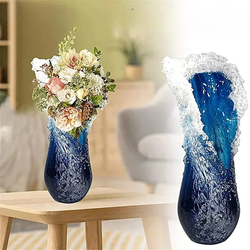 New Arrival Ocean Wave Vase Handmade Resin Art