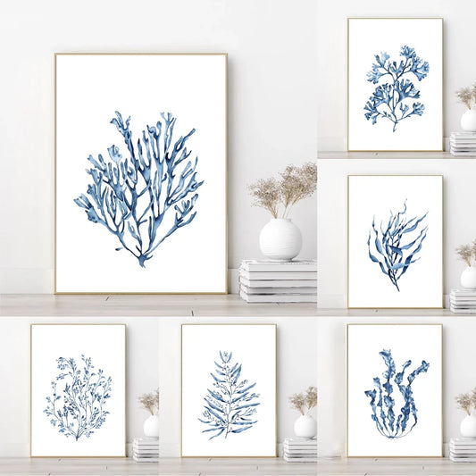 Blue Coral Watercolor Art Print