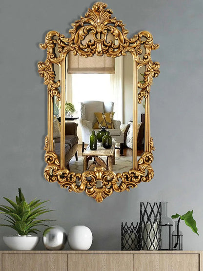 Carved wall mount makeup mirror 74x120cm, easy to install