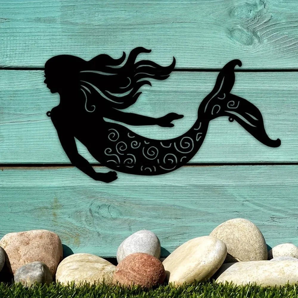 Elegant Rustic Mermaid Metal Wall Art