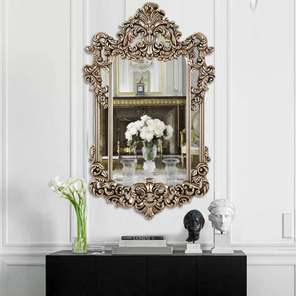 Carved wall mount makeup mirror 74x120cm, easy to install