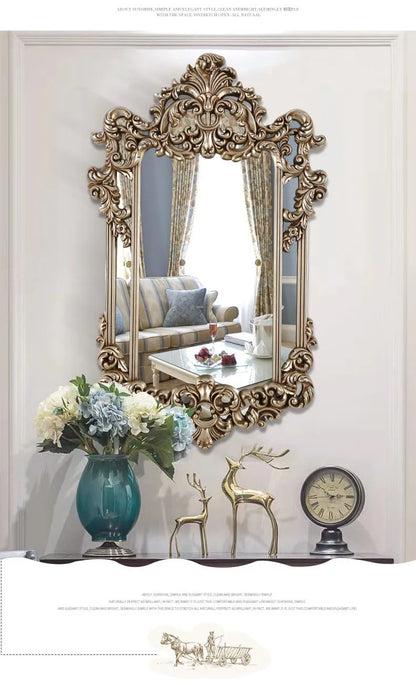 Carved wall mount makeup mirror 74x120cm, easy to install