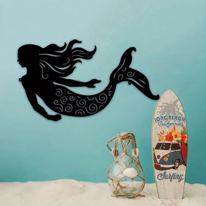 Elegant Rustic Mermaid Metal Wall Art