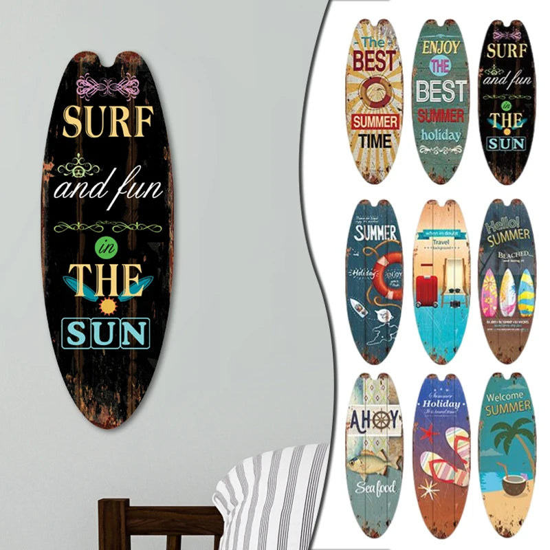 Wooden Surfboard Wall Sign