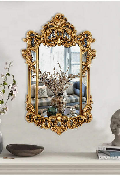 Carved wall mount makeup mirror 74x120cm, easy to install