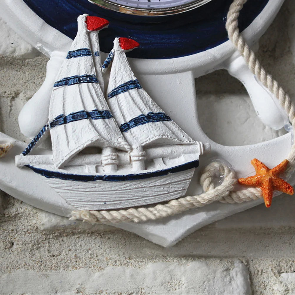 Wall Clock Nautical Anchor Decor Wheel Clocks